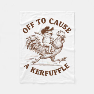 Off To Cause A Kerfuffle Funny Cowboy Frog Riding Fleece Blanket