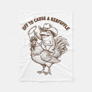 Off To Cause A Kerfuffle Funny Cowboy Frog Riding  Fleece Blanket