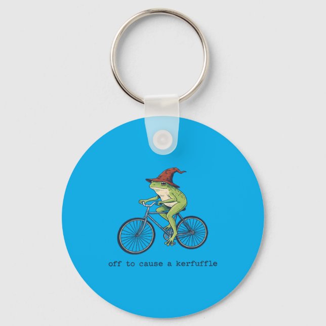 Off To Cause A Kerfuffle Funny Frog Keychain (Front)
