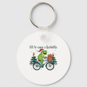 Off To Cause A Kerfuffle Funny Frog Santa Christma Keychain