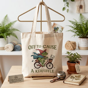 Off to Cause a Kerfuffle Funny Frog Tote Bag