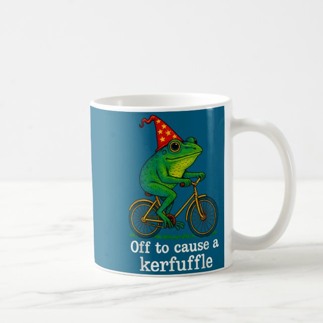 Off To Cause A Kerfuffle Funny Frog Wizard Bicycle Coffee Mug (Right)