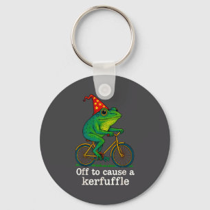 Off To Cause A Kerfuffle Funny Frog Wizard Bicycle Keychain