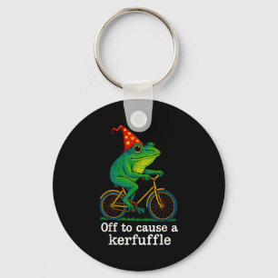 Off To Cause A Kerfuffle Funny Frog Wizard Bicycle Keychain