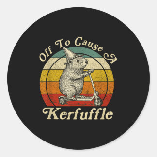 Off To Cause A Kerfuffle Funny Groundhog Riding Sc Classic Round Sticker