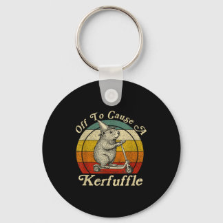 Off To Cause A Kerfuffle Funny Groundhog Riding Sc Keychain