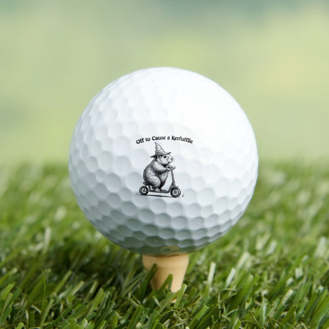 Off To Cause A Kerfuffle Funny Groundhog Scooter  Golf Balls (Insitu Tee)