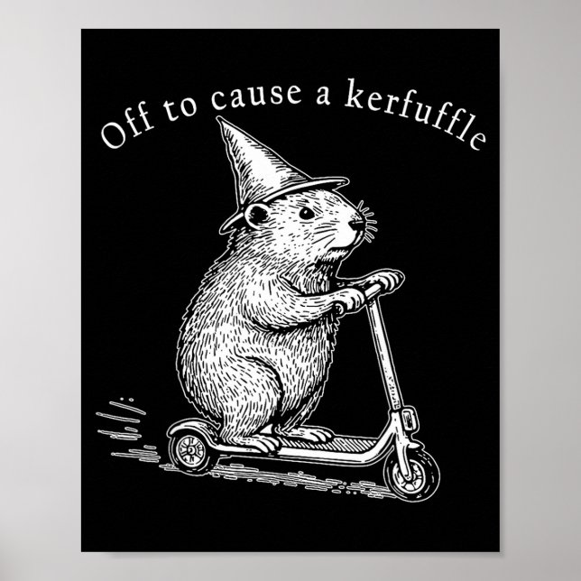 Off To Cause A Kerfuffle Funny Groundhog Scooter _ Poster (Front)