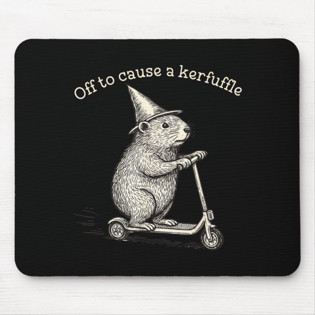 Off To Cause A Kerfuffle Funny Groundhog Scooter S Mouse Pad (Front)
