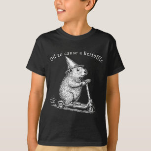 Off To Cause A Kerfuffle Funny Groundhog Scooter  T-Shirt