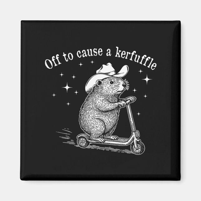 Off To Cause A Kerfuffle Funny Groundhog Scooter V Magnet (Front)