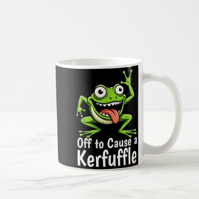 Off To Cause A Kerfuffle Funny Meme Frog Mischief  Coffee Mug (Right)