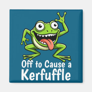 Off To Cause A Kerfuffle Funny Meme Frog Mischief  Magnet