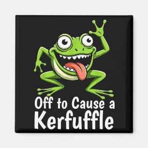 Off To Cause A Kerfuffle Funny Meme Frog Mischief  Magnet