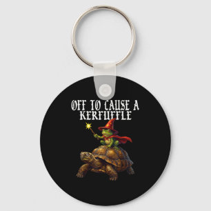 Off To Cause A Kerfuffle Funny Whimsical Frog Wiza Keychain