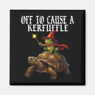 Off To Cause A Kerfuffle Funny Whimsical Frog Wiza Magnet