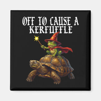 Off To Cause A Kerfuffle Funny Whimsical Frog Wiza Magnet