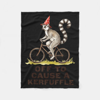 Off to Cause A Kerfuffle Lemur Funny Weirdcore Fleece Blanket
