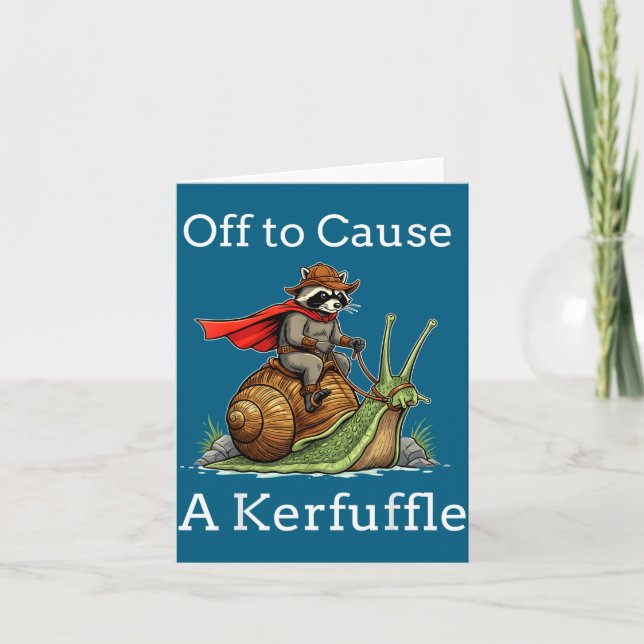 Off To Cause A Kerfuffle Raccoon Whimsical Wizard  Card (Front)