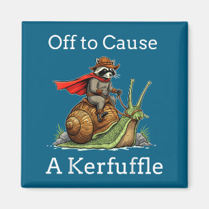 Off To Cause A Kerfuffle Raccoon Whimsical Wizard  Magnet
