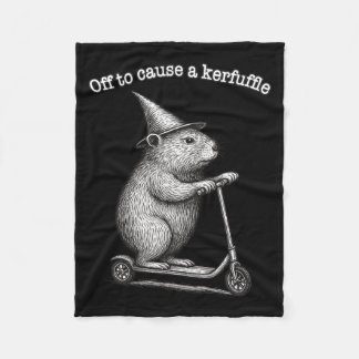 Off To Cause A Kerfuffle Scooter Groundhog Premium Fleece Blanket
