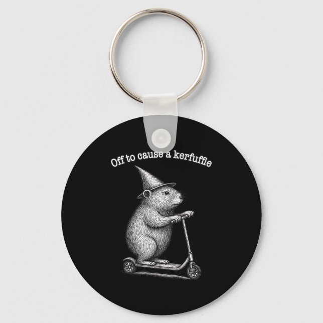 Off To Cause A Kerfuffle Scooter Groundhog Premium Keychain (Front)