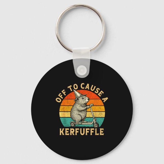 Off To Cause A Kerfuffle Silly Groundhog Scooter A Keychain (Front)