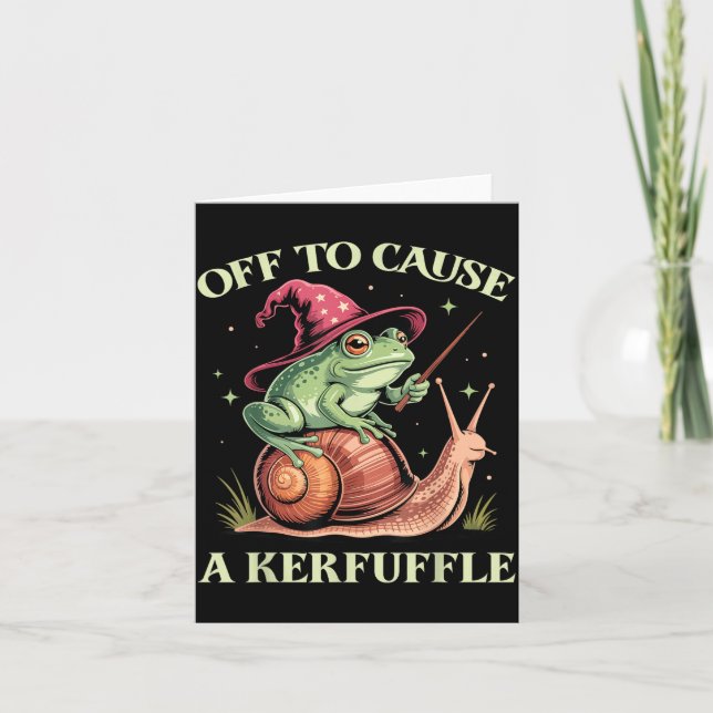 Off To Cause A Kerfuffle Whimsical Wizard Frog Mem Card (Front)