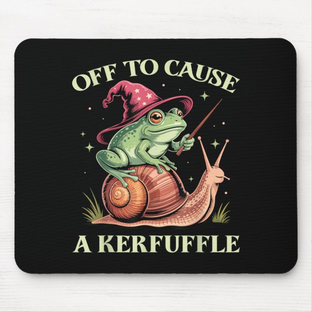 Off To Cause A Kerfuffle Whimsical Wizard Frog Mem Mouse Pad (Front)