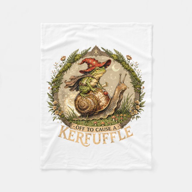 Off to Cause a Kerfuffle Witchy Frog Wizard Snail Fleece Blanket (Front)