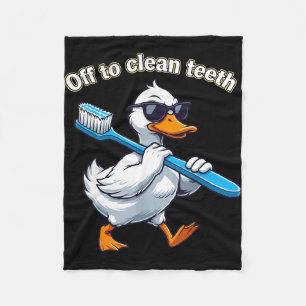 Off to clean teeth funny goose dental professional fleece blanket
