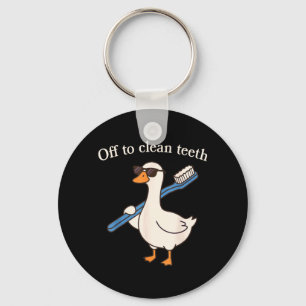 Off to Clean Teeth Funny Goose Dentist Dental Keychain