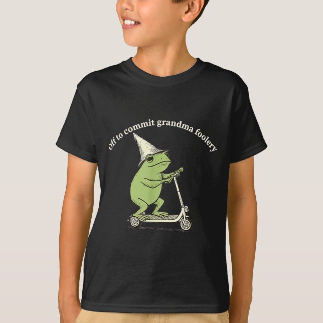 Off To Commit Grandma Foolery Funny Frog Meme  T-Shirt (Front)