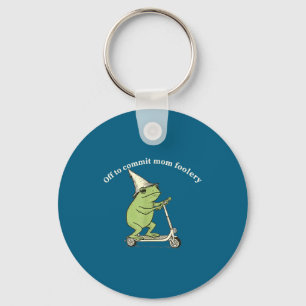 Off To Commit Mom Foolery Funny Frog Meme  Keychain