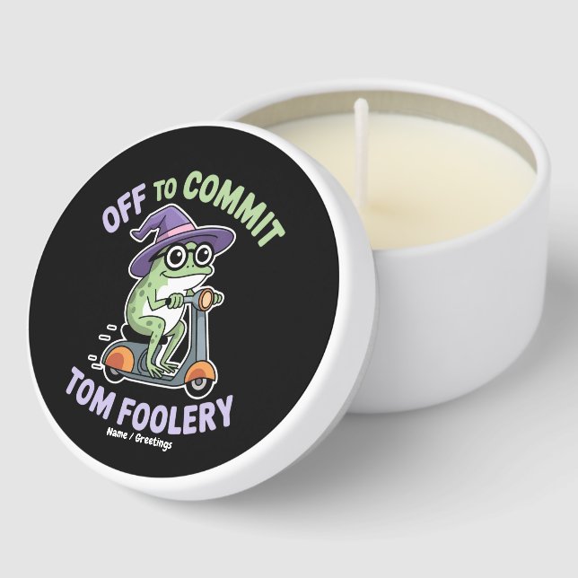Off to Commit Tom Foolery Frog Funny Meme Mini Candle Favors (Corner)