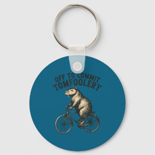Off to commit tomfoolery capybara vintage meme  keychain