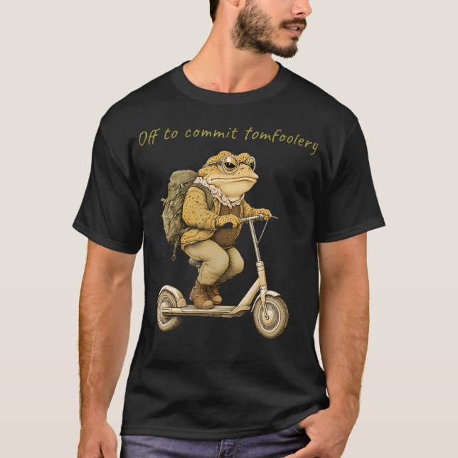 Off To Commit Tomfoolery Funny Frog T-Shirt (Front)