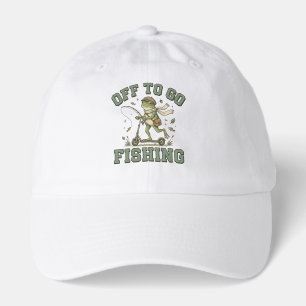 Off To Go Fishing Frog on Scooter Vintage Funny Hat