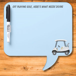 Off to Play Golf Golf Cart With Beer And Hot Dog Dry Erase Board