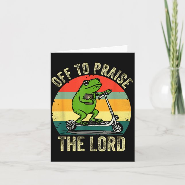 Off To Praise The Lord Funny Frog Bible Study Jesu Card (Front)