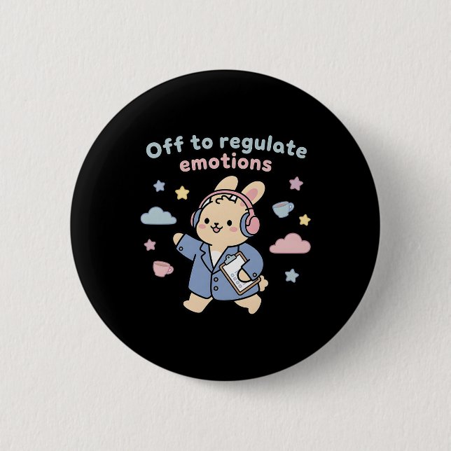 Off To Regulate Emotions Funny Bunny Rabbit Scoote Button (Front)