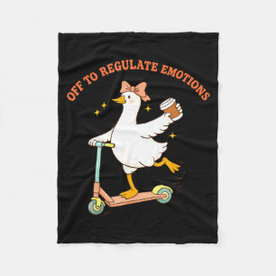 Off to regulate emotions funny goose scooter fleece blanket