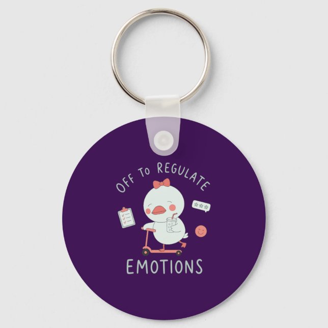 Off To Regulate Emotions Funny Therapy Duck  Keychain (Front)
