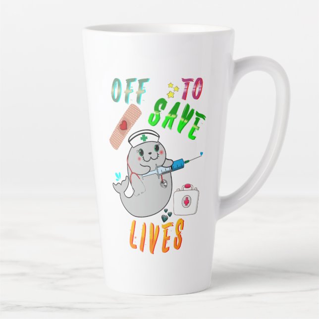 Off To Save Lives Latte Mug (Right)