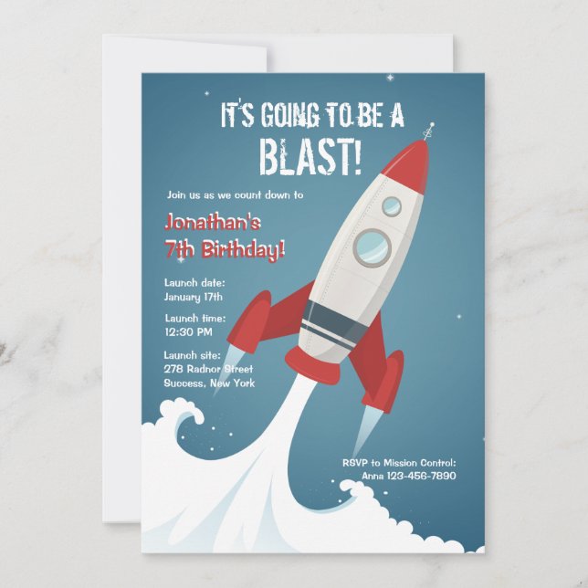 Off To Space Invitation (Front)