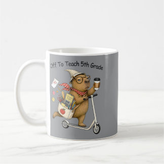 Off To Teach 5th Grade Teacher Capypara Funny Back Coffee Mug