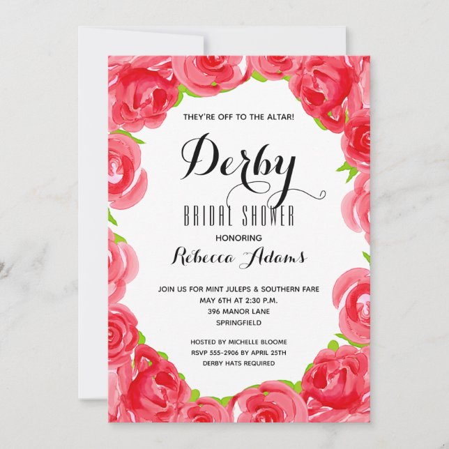 Off to the Altar Derby Bridal Shower Invitation (Front)