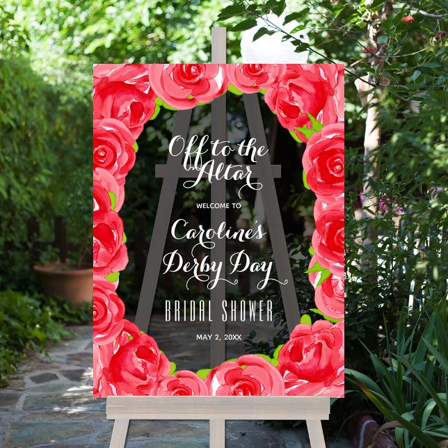 Off to the Altar Derby Bridal Shower Welcome Acrylic Sign (Off to the Altar Derby Bridal Shower Acrylic Welcome Sign)