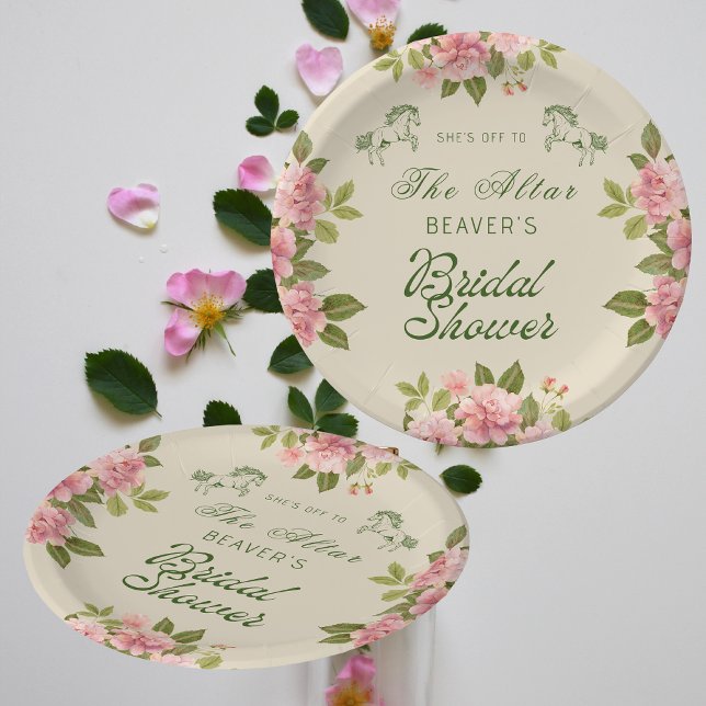 Off to the altar Derby Floral Bridal Shower Paper Plates (Creator Uploaded)