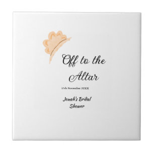 Off to the altar orange cap hat bridal shower name ceramic tile